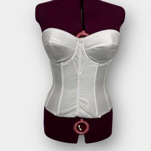 Dominique Strapless Longline Bustier Bra 36D White Sweetheart Boned Padded Cups